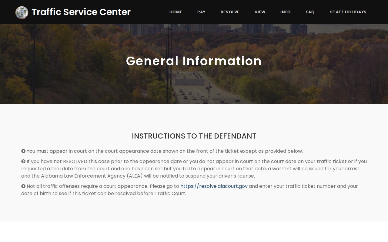 Clarke County traffic warrant Alabama Traffic Service Center instructions